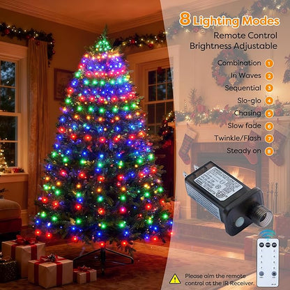 Christmas Tree Lights with Remote 280 LEDs Christmas Lights for Tree with 8 Lighting Modes, Timer and Memory Function, Indoor Outdoor String Lights for 4 ft-7 ft Xmas Tree Decorations(Multicolor)