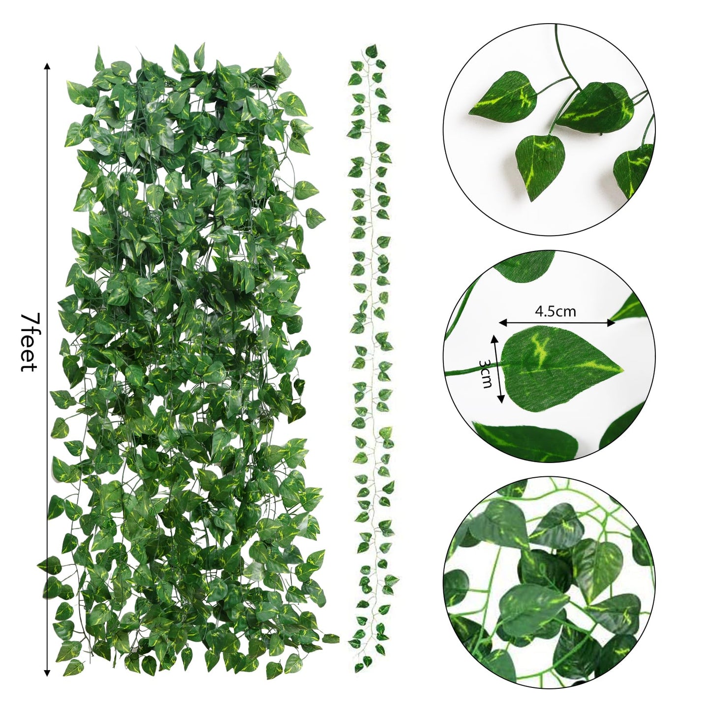CEWOR 36 Pack 252ft Artificial Ivy Greenery Garland, Fake Vines Hanging Plants Backdrop for Room Bedroom Wall Decor, Green Leaves for Jungle Theme Party Wedding Decoration