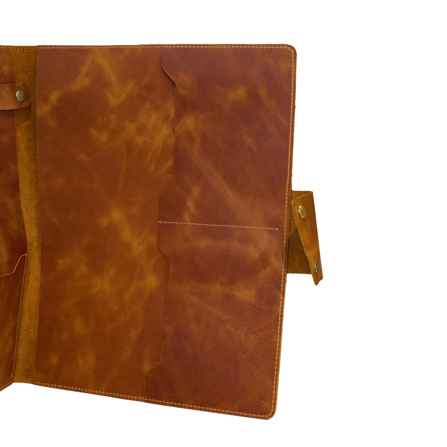 Leather Portfolio Folder - Genuine Leather Document Organizer with Multiple Pockets and Pen Holder – Business Padfolio for A4 Letter Size Papers, Professional Resume or Meeting Use (Whiskey)