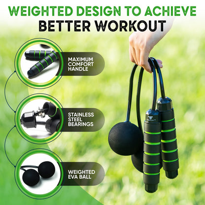 Weighted Cordless Jump Rope - Adjustable Length Ropes Ropeless Jump Rope For Beach Body - Eliminate Dad Bod With Indoor Jumprope - Cordless Jumping Rope Great For Improving Fitness In Small Spaces
