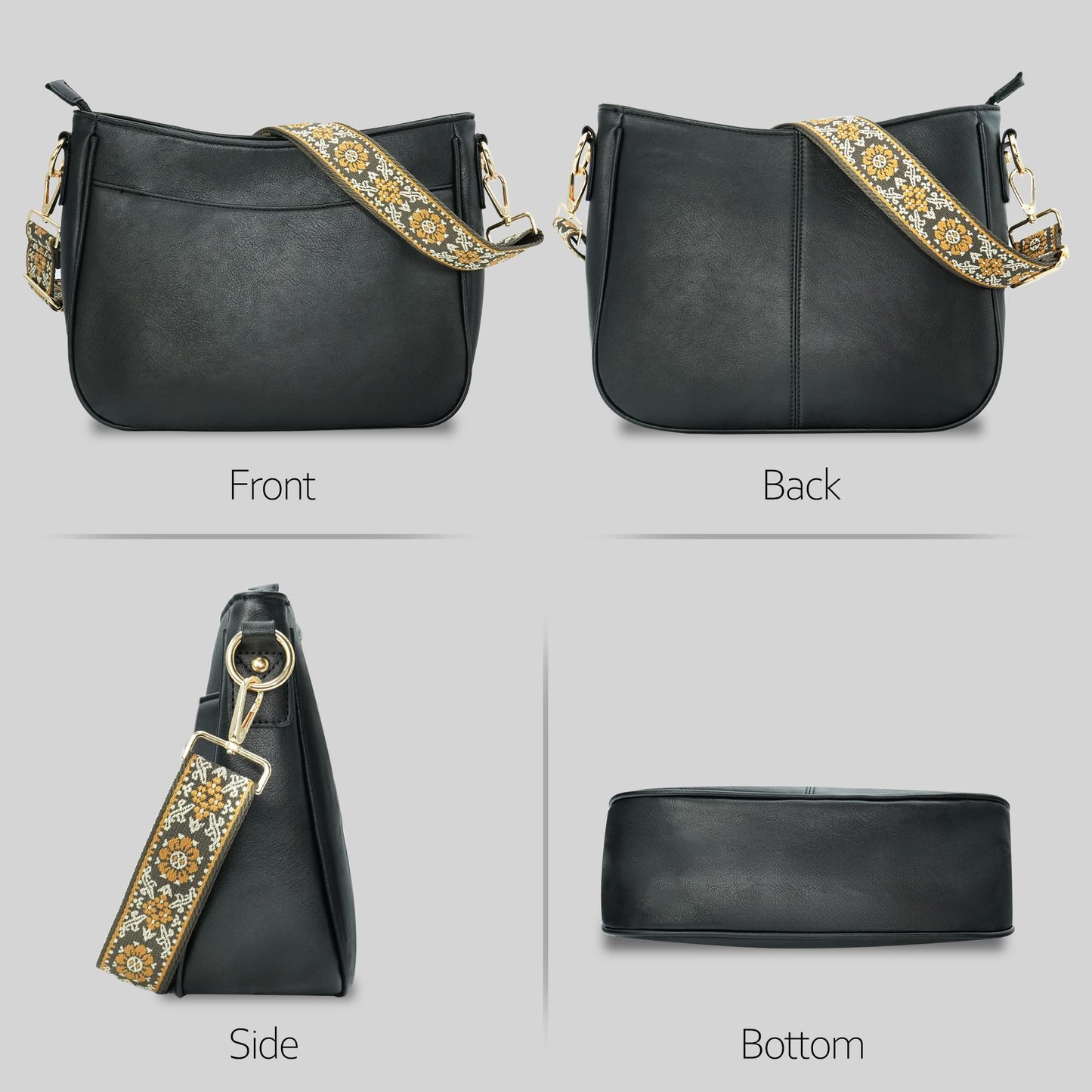 CIVECHOL Crossbody Bag for Women Bohemian Vintage Stylish Purse Vegan Leather Shoulder Bag with Adjustable Wide Strap