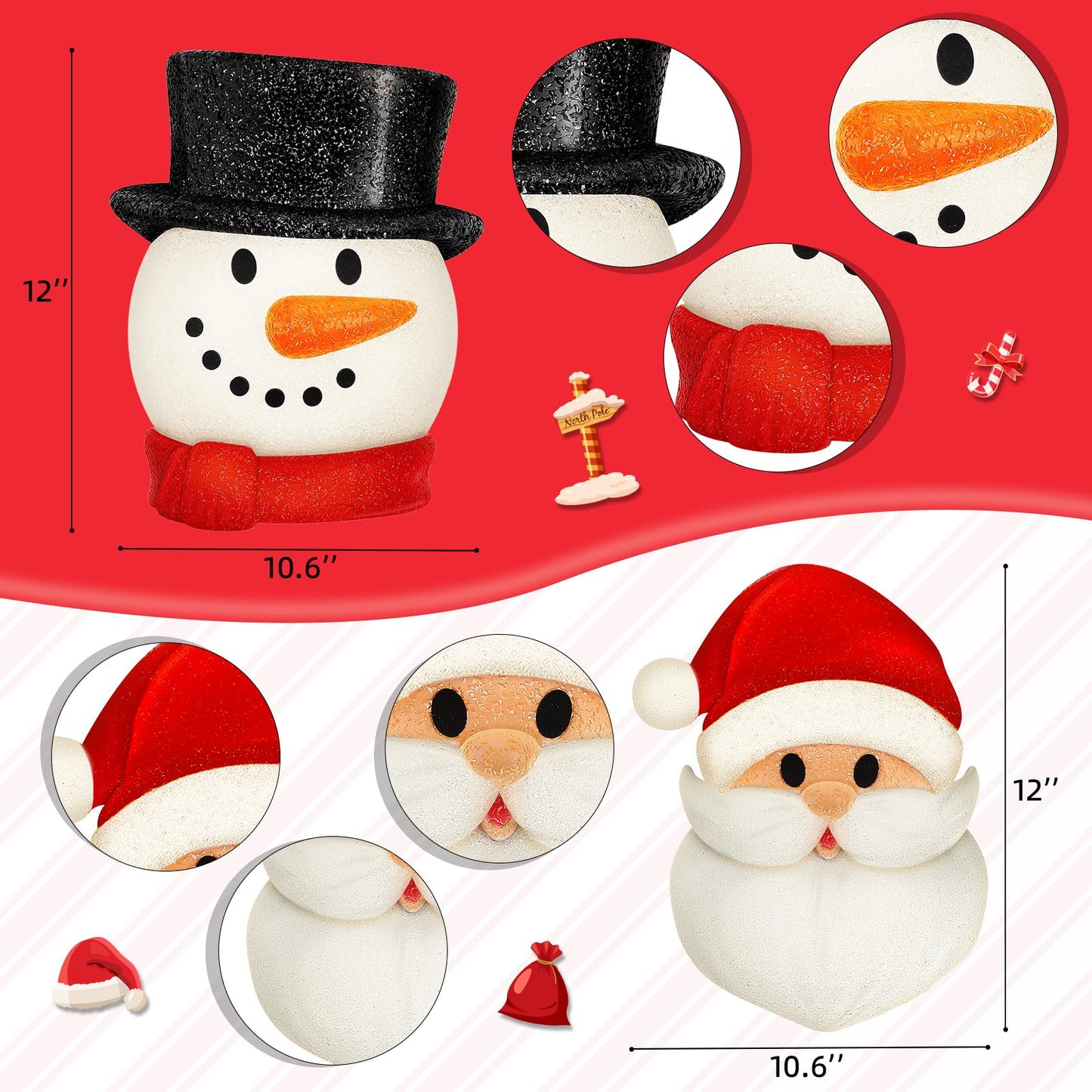 Mudder Christmas Porch Light Covers Christmas Outdoor Decoration Gnome Xmas Holiday Light Covers for Porch Garage Front Door Hanging(Snowman, Santa,2 Pcs)