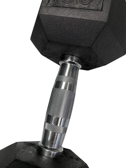 GYMENIST Single Hex Rubber Dumbbell with Metal Handles Exercise Heavy Dumbbell Workout Weights Sold As Singles (25-LB Pair), Black