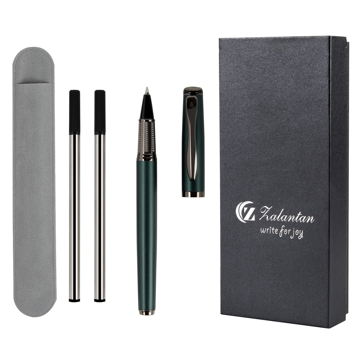 Zalantan Liquid Ink Rollerball Pen,Essential Business Nice Pens,Metal pen Smooth writing stylish design effortless writing,Luxury pens with gift case for Men & Women with 2 Refills