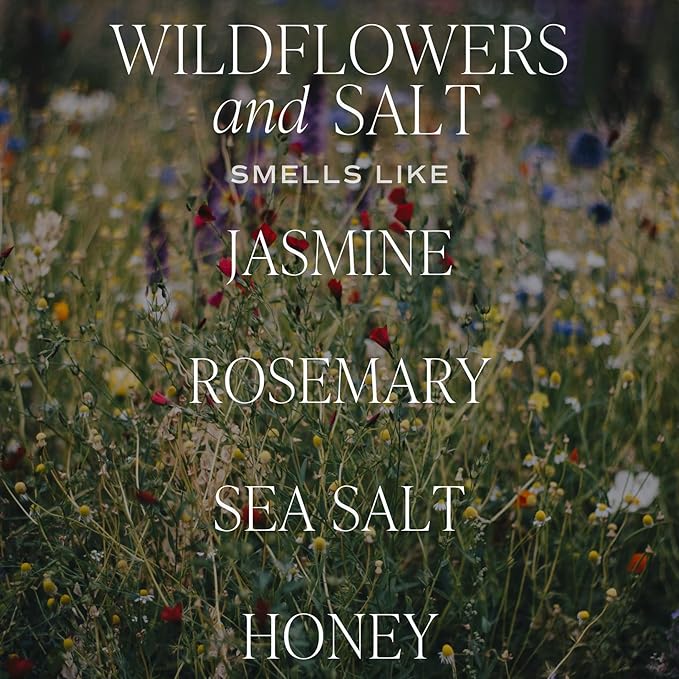 Sweet Water Decor Wildflowers and Salt Soy Candle - Lemon, Rosemary, Leafy Green and Jasmine Spring Candles for Home - 9oz Clear Jar + Gold Lid, 40+ Hour Burn Time, Made in The USA