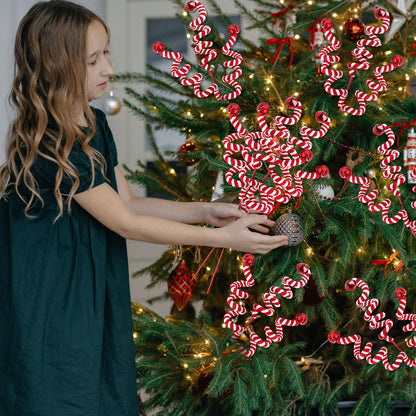RINOLY 6 Pcs Christmas Tree Topper,17 in Red/White Candy Cane Christmas Decorations, Curly Christmas Tree Picks Gingerbread Tree Picks Candy Cane Ornaments Holiday Decors Vase Filler