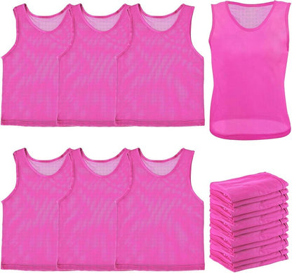 Team Practice Pinnies - 24 Pcs Nylon Mesh Scrimmage Vests for Soccer & Basketball | Lightweight & Durable