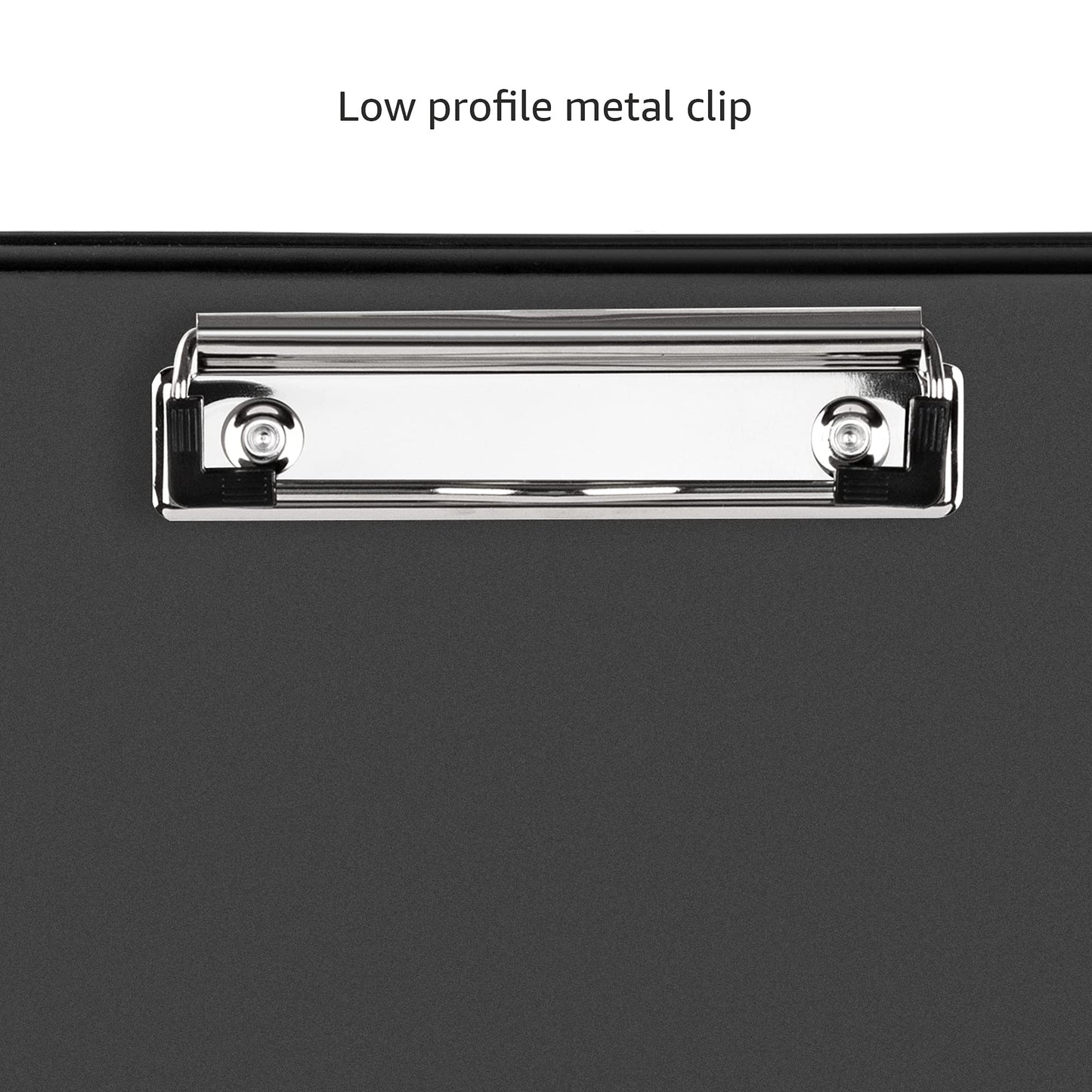 Amazon Basics Sturdy Plastic Storage Clipboard for School & Office Supplies, Lightweight, Black, 2-Pack