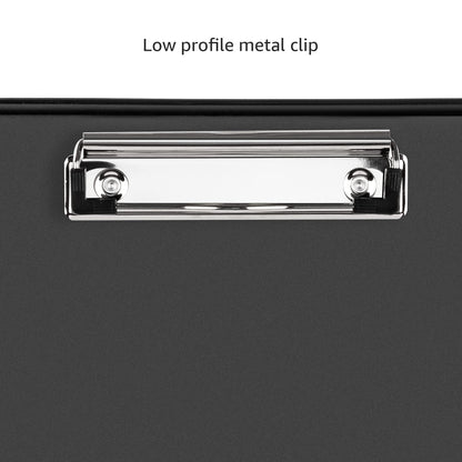 Amazon Basics Sturdy Plastic Storage Clipboard for School & Office Supplies, Lightweight, Black, 2-Pack