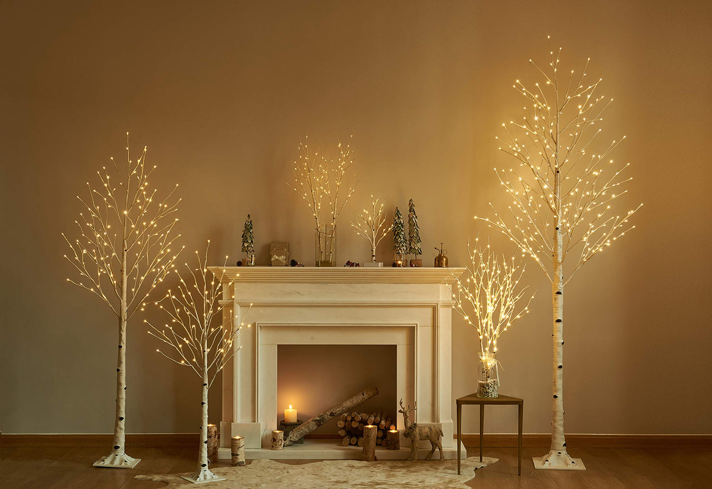 Hairui Pre Lit Birch Tree 2 Pack 4FT 72 Warm White LED White Christmas Tree for Indoor Outdoor Home Christmas Spring Easter Holiday Decoration Indoor Outdoor