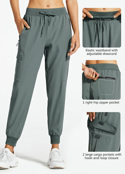 Libin Women's Cargo Joggers Lightweight Quick Dry Hiking Pants Athletic Lounge Casual Travel, Metropolis Gray M