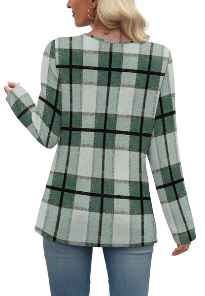 WIHOLL Long Sleeve Shirts for Women Fall Outfits V Neck T Shirts Button Down Tunic Tops Fashion Clothing