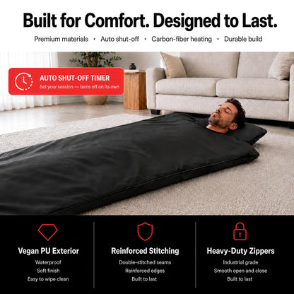 REVIIV Portable Infrared Sauna Blanket for Home — True Carbon-Fiber Far Infrared, Low EMF, Insert Towel & Sauna Bag Included, | Full Body Detox, Muscle Recovery & Relaxation | 85–185°F
