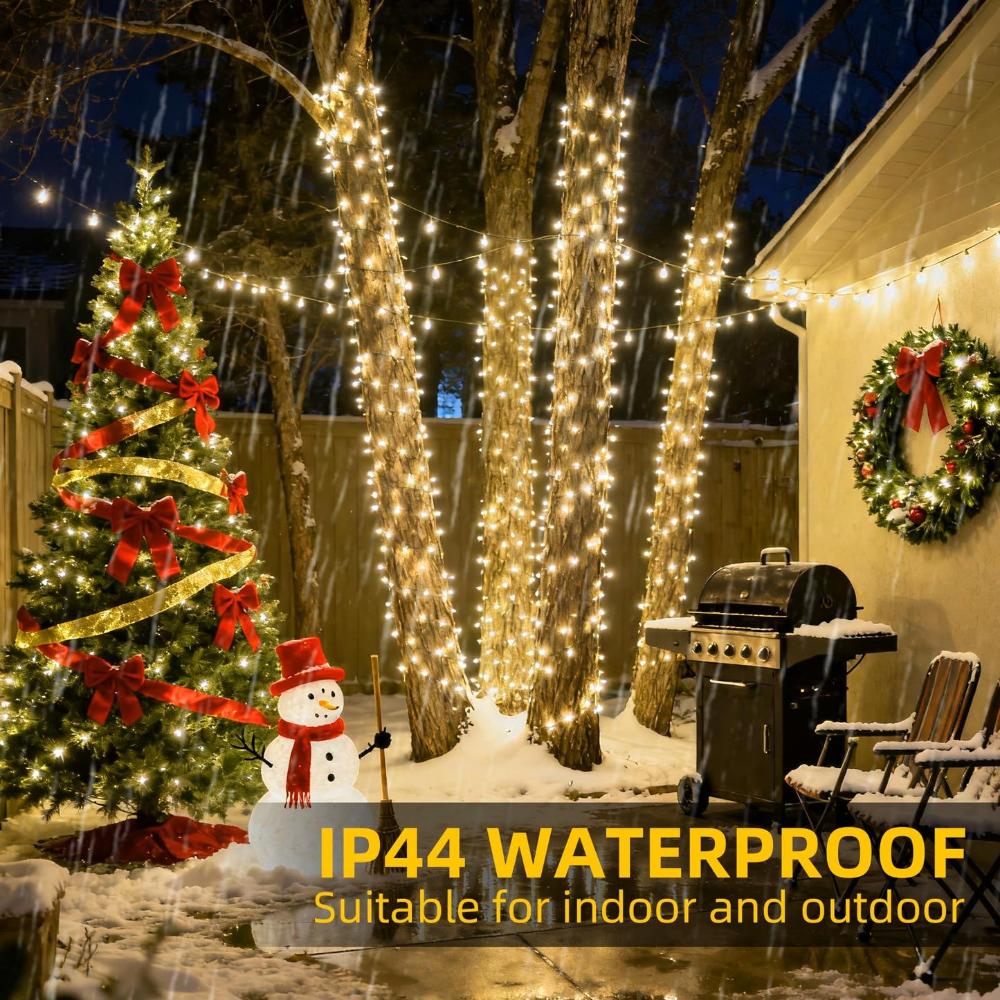 Lycklig Fairy Lights Plug in 65Ft 1000LED Warm Christmas Garland Lights with Timer Remote Waterproof Firecracker Twinkle Cluster String Light for Bedroom Wreath Party Wreath Tree Decor Green Wire