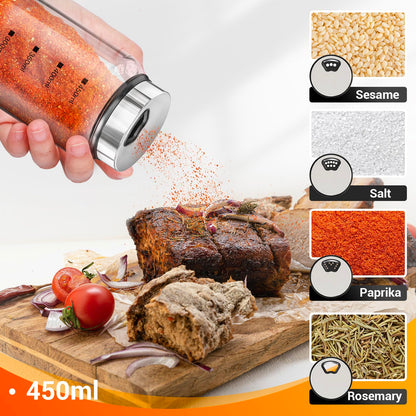 Segarty Spice Jars, 6 Pack 3 oz Spice Bottles with Shaker Lids, Glass Empty Storage Containers with Adjustable Stainless Steel Flow Top for Your Regularly Used Spices
