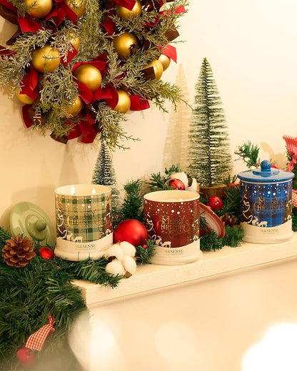 M&SENSE Christmas Candles Warm Sweater Scented, 12.7oz 75 Hours Slow Burn, Organic Soy Wax Double Wick, Non Toxic Aromatherapy Jar Candles for Stress Relief, Cozy Winter Holiday Candles for Home