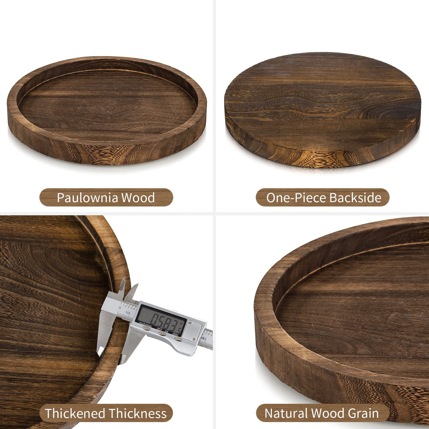 Hanobe Round Wooden Candle Trays: Rustic Candlestick Holder Tray Pillar Stand for Table Centerpiece - Farmhouse Coffee Table Decor for Living Room Kitchen Counter