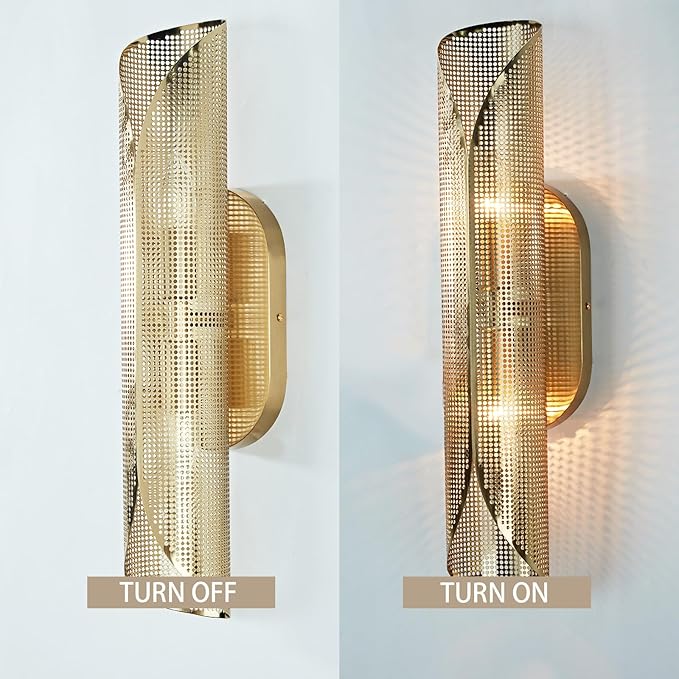 Modern Curved Sconce, Curved Metal Wall Light, Brushed Brass Vanity Light Beside/Over Mirror, Wall Sconce for Living Room, Bedroom