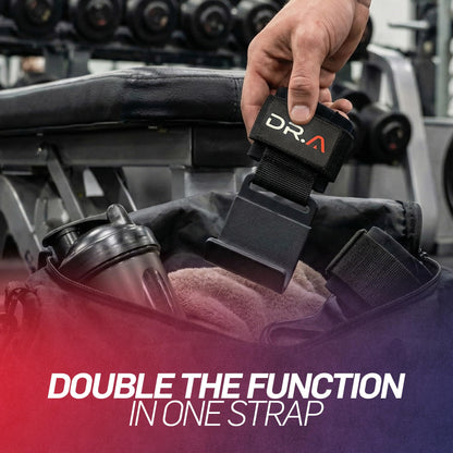 Doctor Developed 3-in-1 Lifting Straps, Hooks & Wrist Wraps - Switch Between Modes in Seconds - Heavy Duty Grips for Deadlifts, Pull-Ups, Shrugs, Rows, Bench Press & Squats (Pair, Black)