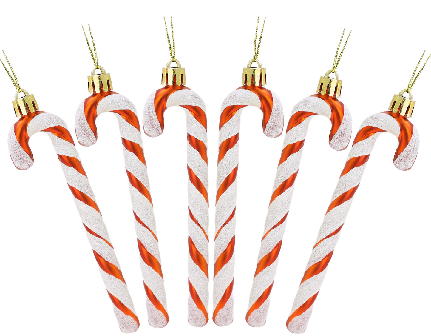 Christmas Concepts® Pack of 6-13cm Glitter Candy Cane Christmas Tree Decorations/Ornaments (Copper & White)