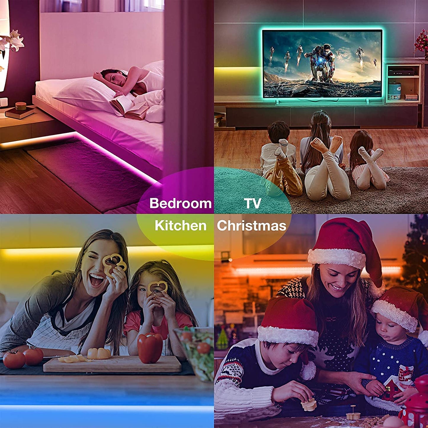 KIKO Battery Powered Led Strip Lights 33ft, 2x16.4ft USB/Battery Operated RGB LED Lights Birthday Christmas Gift with Remote for TV Backlight, Bedroom, Camping
