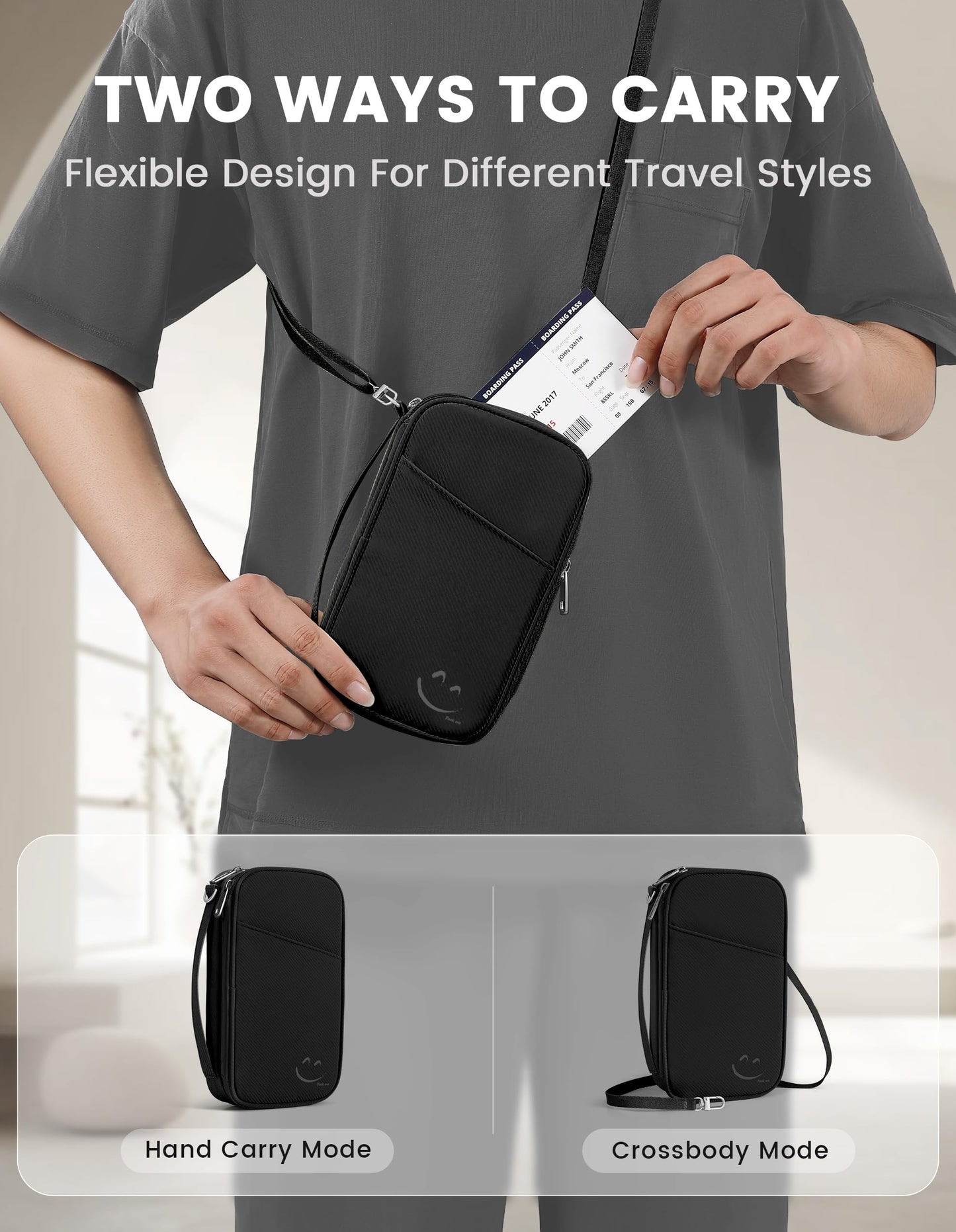 Travelkin 2-in-1 Passport Holder & Travel Organizer for Family with RFID Blocking, Multiple Passport Wallet for Men Women, Travel document holder for Credit Cards, Cash, and Electronic Essentials