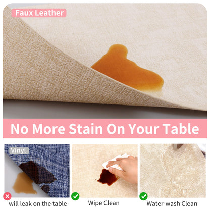 Maxpearl Faux Leather Placemats Set of 6 - Waterproof - Wipe Clean - Heat Resistant - Anti Slip Dining Table Place Mats, Suitable for Indoor & Outdoor Use, 17’’×12’’, Beige
