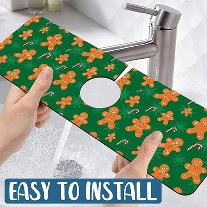 Christmas Gingerbread Man Sink Splash Guard Gingerbread Man Faucet Absorbing