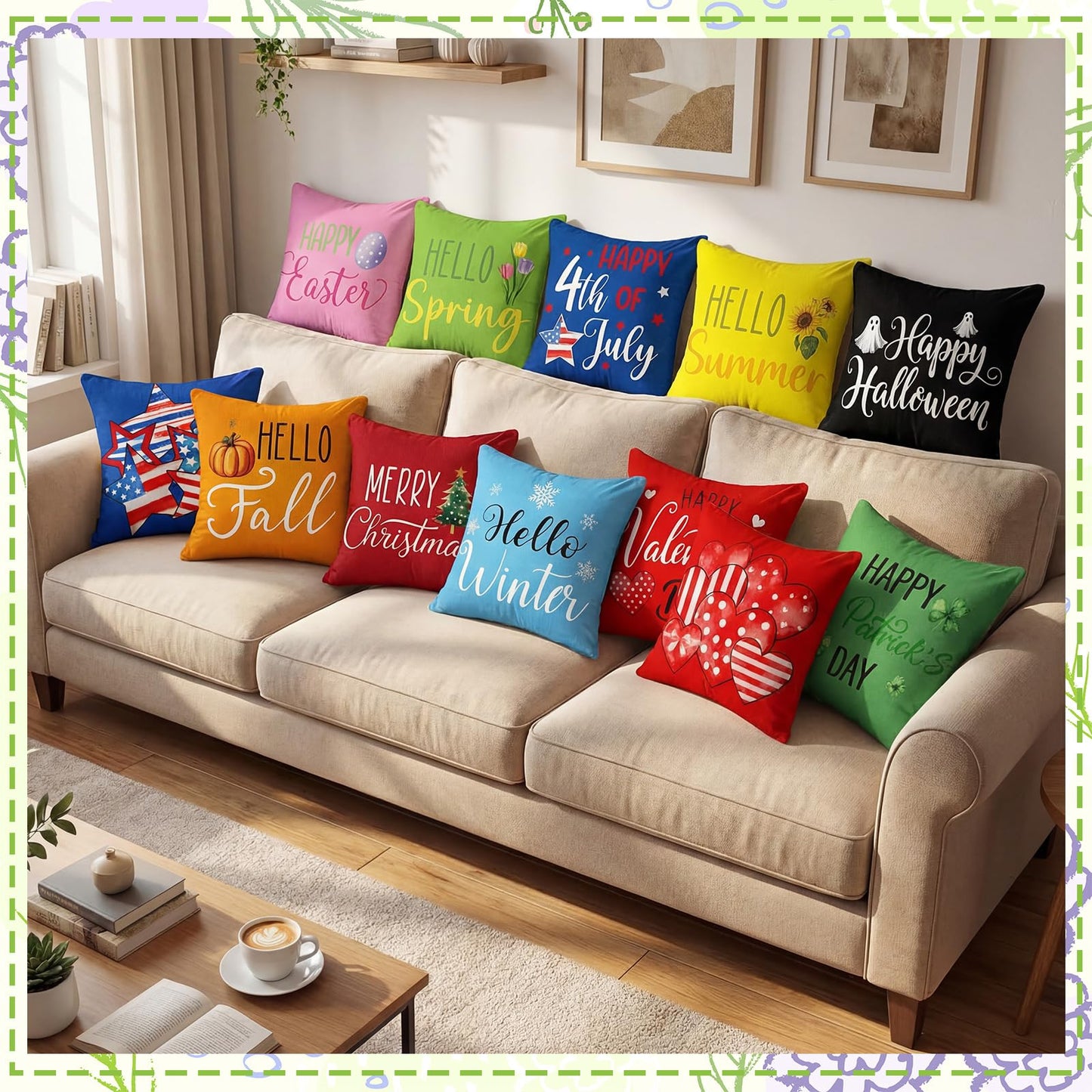 Mindsoft 20 Pcs Holiday Pillow Covers 18 x 18 Easter Pillow Cover Spring Summer 250th Anniversary Pillowcase Decorative Seasonal Cushion Case for Farmhouse Home Sofa(Seasonal)
