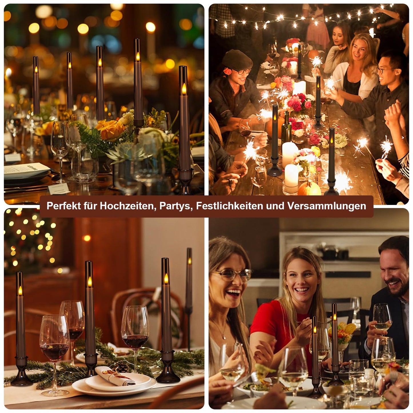 IMAGE Upgraded Flameless Taper Candles, 6-Pack Remote Control Timer Flickering LED Candles, Perfect for Christmas, Home, Wedding, and Party Decor (Grey)