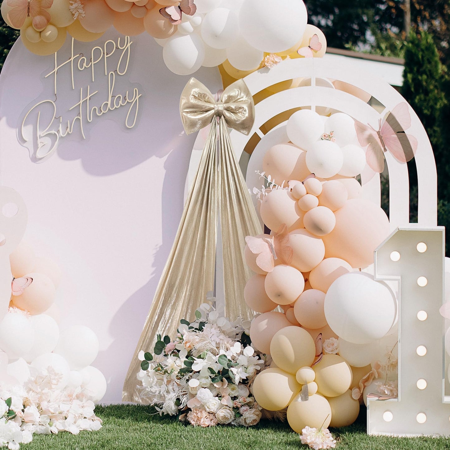 Hismir Christmas Tree Topper Bow，67x16 Inch Extra Large Room Decor Ribbon Bow for Wedding Engagement Birthday Party，Giant Xmas Bow Decorations for Home Wreath Door Wall(Champagne Gold)