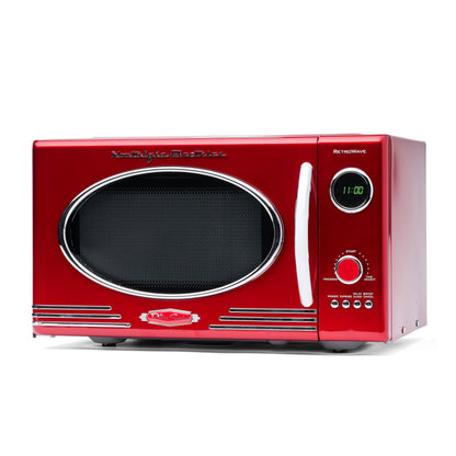 Nostalgia Retro Microwave Oven - 0.7 Cu Ft, 700-Watt Countertop Size with Glass Turntable, Child Safety Lock, 8 Auto-Cook Programs, Digital Clock - Aqua