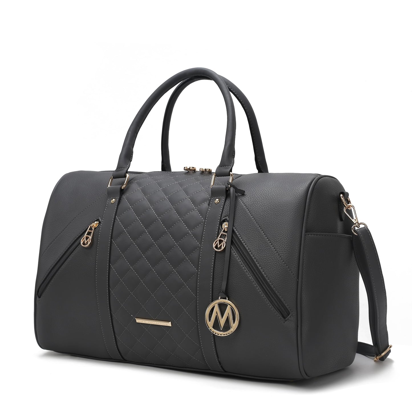 MKF Collection Travel Duffle Bag for Women, Quilted Vegan Leather Large Overnight Fashion Weekender Carry-on Handbags