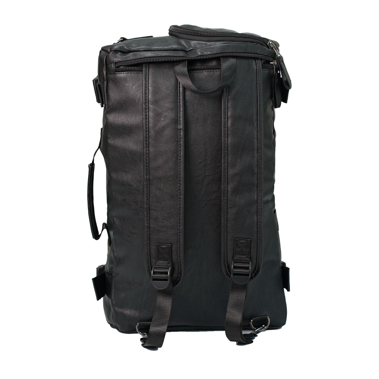 Leather Duffle Bag for Travel, Waterproof Overnight Weekend Gym Carry On Bag with Shoe Compartment for Men Women Black