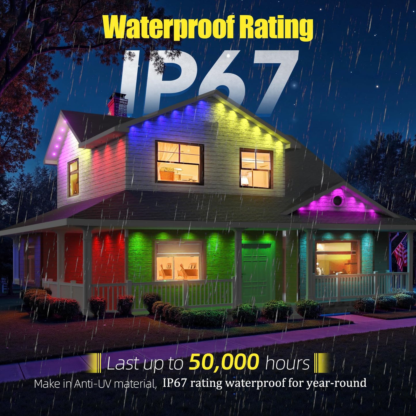 100ft Permanent Outdoor Lights, RGB+IC IP67 Waterproof Smart LED Lights with App/Remote for Daily, Christmas, New Year, Halloween, Holiday, Party Decor, Valentine's Day Christmas Lights Outdoor