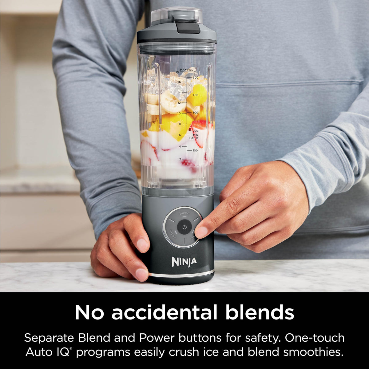 Ninja Blast Max, Portable Blender + Twist & Go, Personal Smoothie, Blend, Ice Crush, 3 Programs, Cordless, 22 oz removable Vessel, Dishwasher Safe, Leakproof, Navy, BC251NV