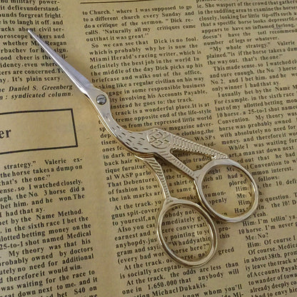 BIHRTC 4.5" Stainless Steel Sharp Tip Classic Stork Scissors Crane Design Sewing DIY Tools Dressmaker Shears Scissors for Embroidery, Craft, Needle Work, Art Work & Everyday Use (Gold)