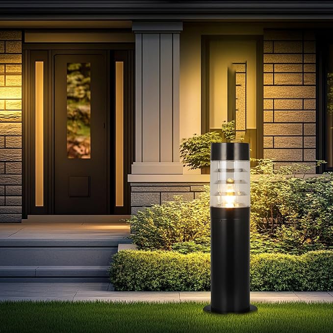 Landscape Path Light Waterproof Outdoor Landscape Lighting 60CM Outdoor Pathway Light Aluminum Modern Bollard Lights Modern Black Driveway Lighting Lawn Floor Lamp For Walkway Patio Yard Garden