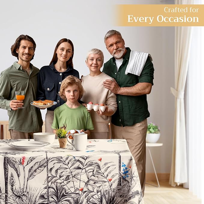 Maison d' Hermine Table Cloth Rectangle Table 100% Cotton 70 x 120 Inches Fall Tablecloth Reusable Everyday Use for Thanksgiving Christmas Decorations Dining Farmhouse Party (Amazonia)