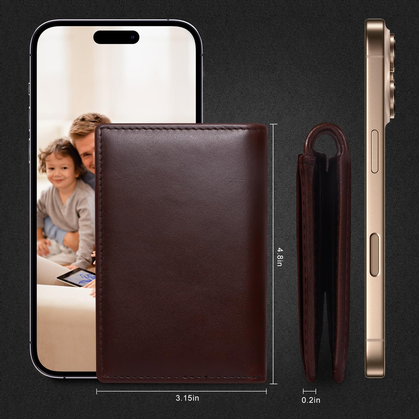 baotuiok Small Card Case Slim Mens Bifold Wallet，Thin Travel Minimalist Leather Wallet for Men， Credit Card Holder for Men(brown)