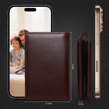 baotuiok Small Card Case Slim Mens Bifold Wallet，Thin Travel Minimalist Leather Wallet for Men， Credit Card Holder for Men(brown)