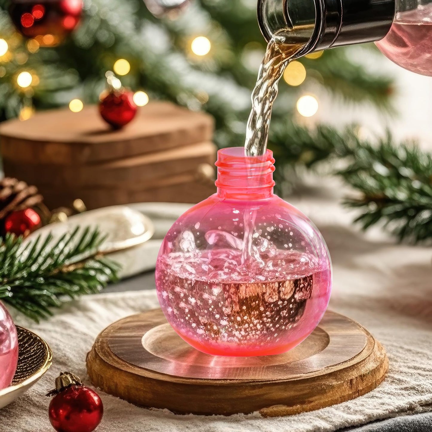 Mealivos Christmas Ornament Balls for Drink -5oz Fillable Ornaments Plastic Bulb Booze Balls for Christmas Tree Hanging Decor Christmas Gifts White Elephant Gifts Stocking Stuffers 6 Pack