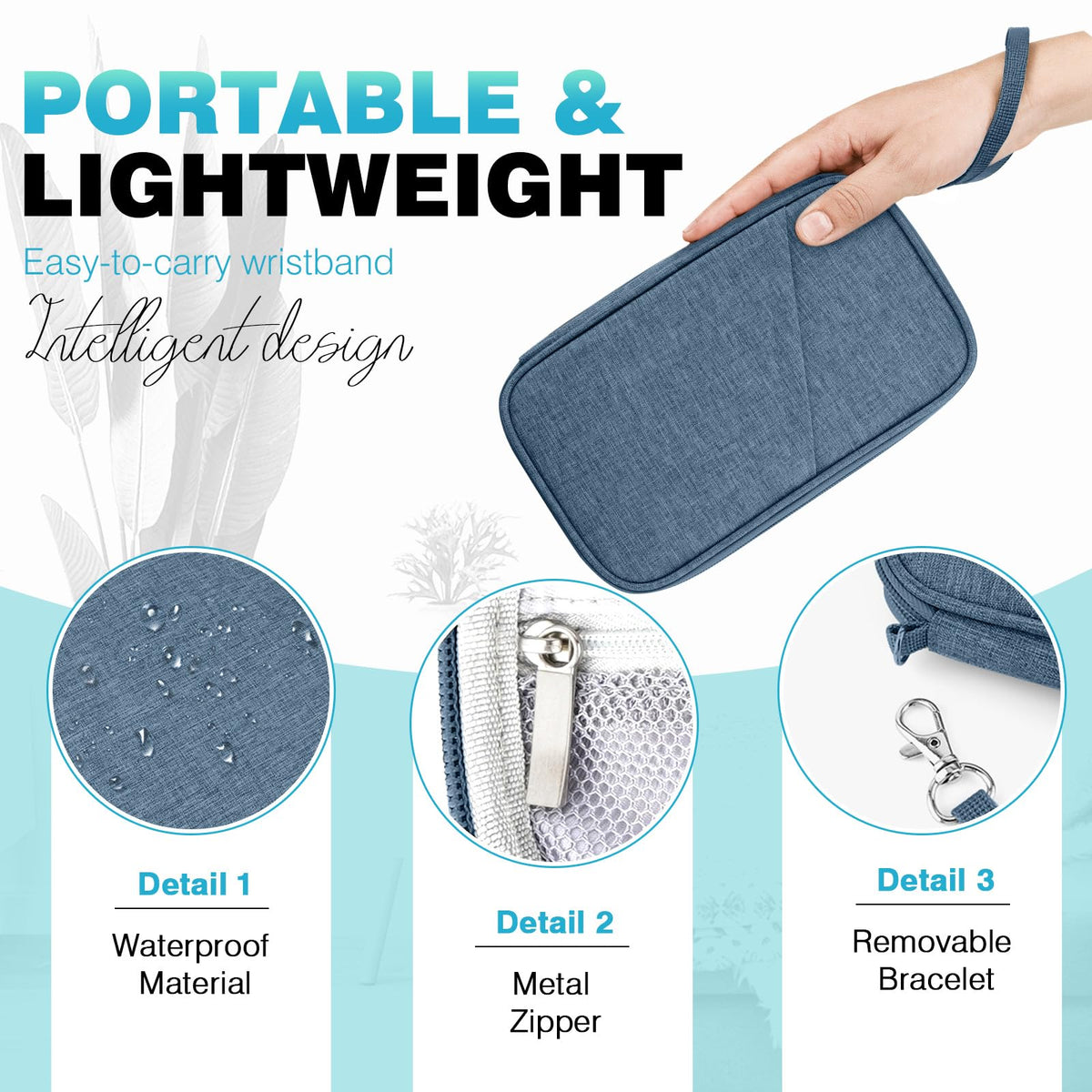 Passport Holder Family RFID Travel Document Organizer for Women Waterproof Passport Wallet Men Portable Case for Cards, Boarding Pass, ID, Money, Tickets with Zipper