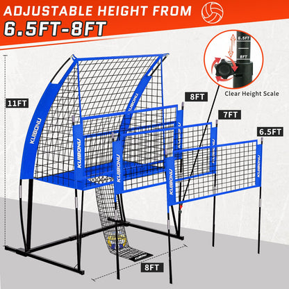 KuiBonu Volleyball Training Net System, Volleyball Training Equipment with Freely Height-Adjustable for Backyard, Volleyball Practice Net for Serving Setting Spiking, Includes Ball Kit and Carry Bag