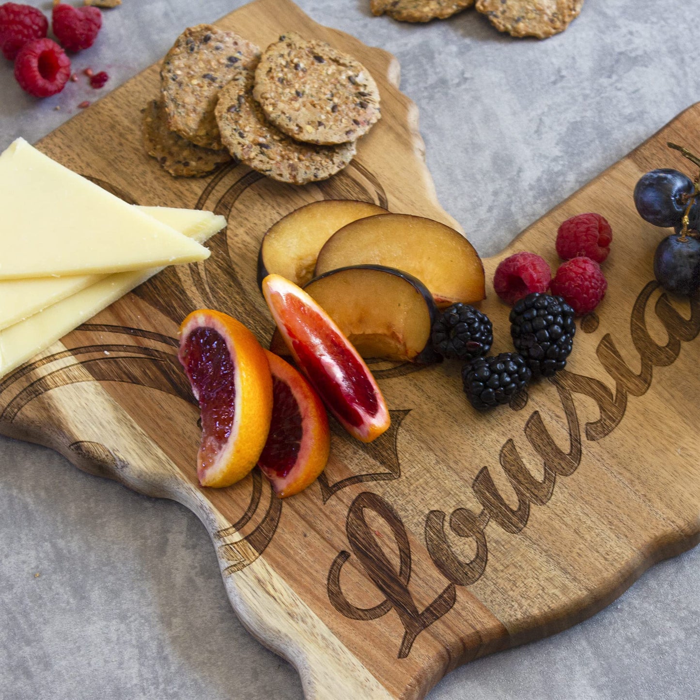 Totally Bamboo Rock & Branch Origins Series Louisiana State Shaped Cutting Board and Charcuterie Serving Tray, Includes Hang Tie for Wall Display