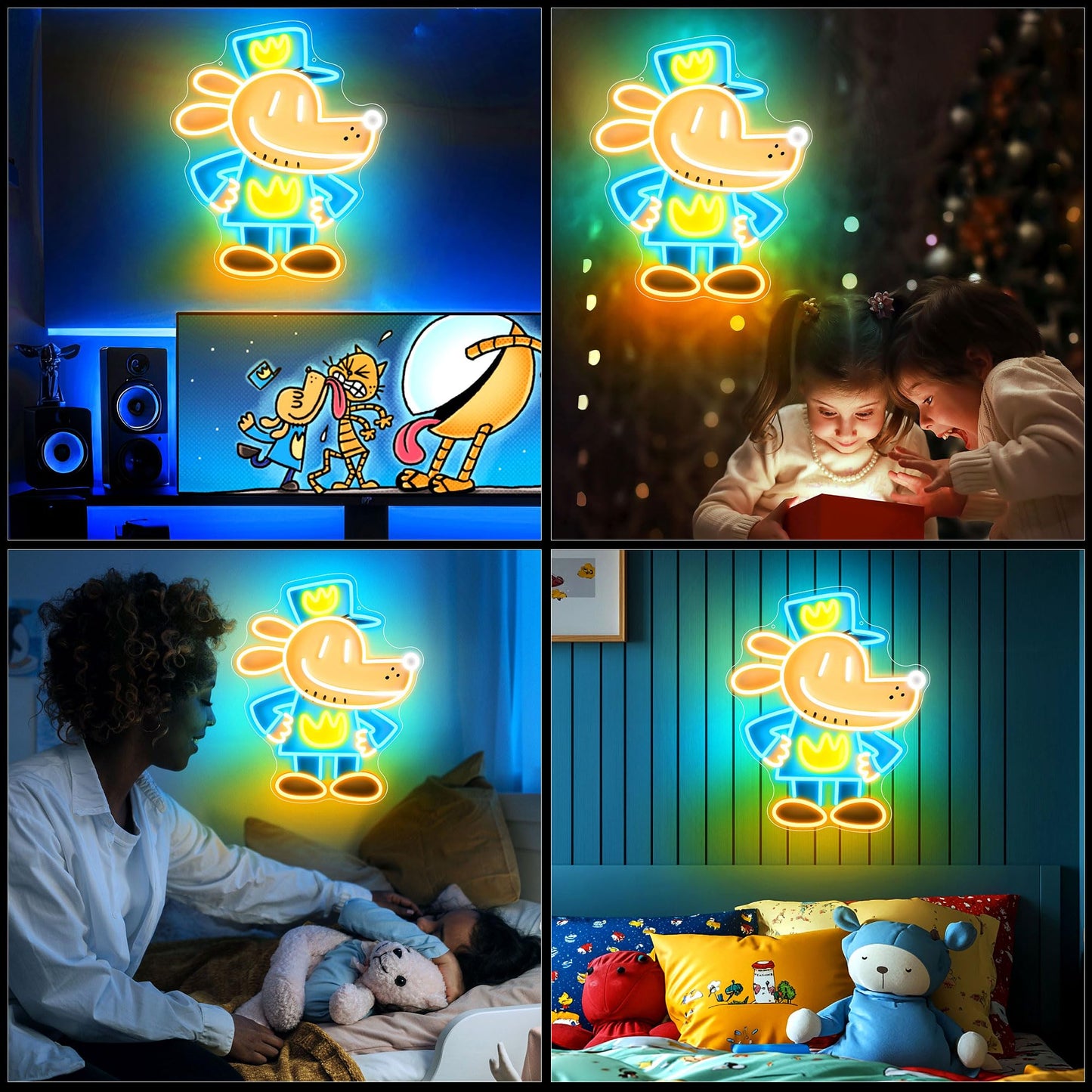 Officially Licensed Dog Man Neon Sign, Neon Signs for Wall Decor, UV Printing LED Light Sign, Kids' Room, Game Room, Party, Birthday/Christmas Gift for Dog Man New Movie Lovers & Fans