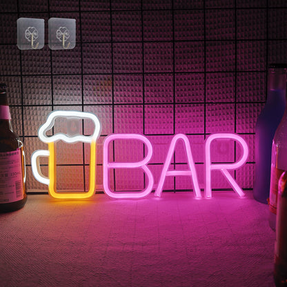 Attivolife Bar Neon Sign, Bright LED Lights with USB Powered, Light up Wall Decor for Bedroom, Man Cave, Unique Business Lamp for Club, Store, Party, Bistro, Birthday Christmas Gifts (13.97 * 5.62in)