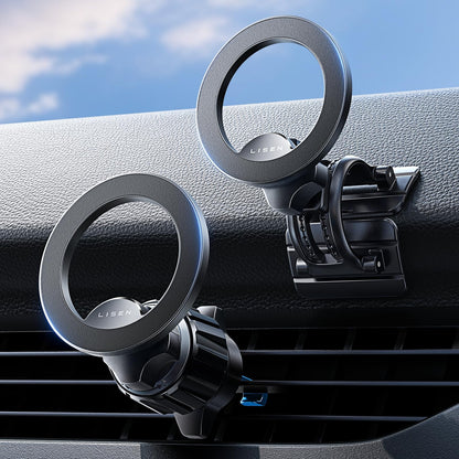LISEN for MagSafe Car Mount iPhone 17 Car Accessories for Men Women Interior,Magnetic Phone Holder for Car [95% Increase Magnetic] Truck Vent Phone Mount 2X Mat Fit GPS iPhone 17 Pro Max Air 16 15