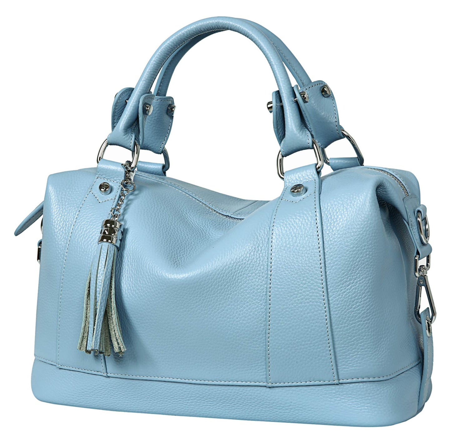 HESHE Womens Genuine Leather Handbags Purse Crossbody Satchel Tote Bags Ladies Real Leather Bags (Light Blue)