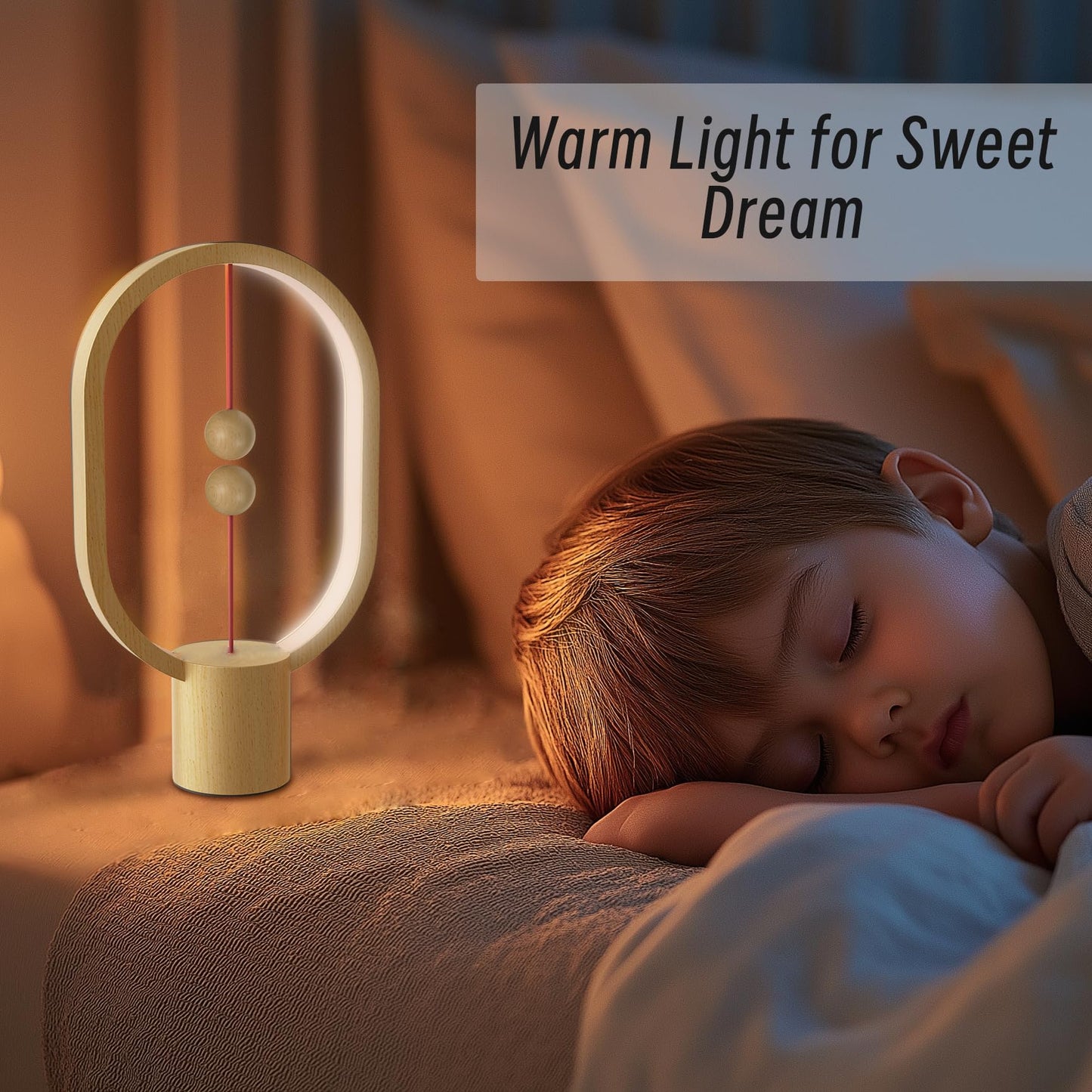 Xhope4u Bedroom Lamps - Mini Balance Lamps, Birthday Gifts, Bedside and Nightstand Lights, Plug-in Night Lights with Magnetic Base for Home, Office, and College Dorm (Wood Color)